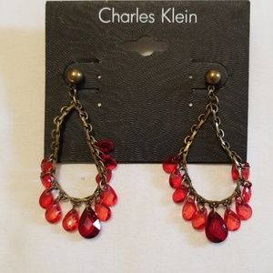 Charles Klein Red Bead Earrings